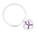 Crystal Purple Ribbon Heart Split Style Keychains
