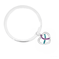 Crystal Teal & Purple Ribbon Silver Split Ring Key Chains