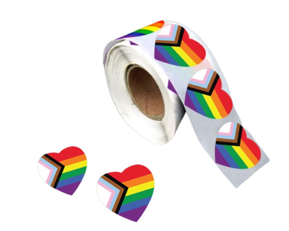 Daniel Quasar Flag Heart Stickers (250 per Roll)