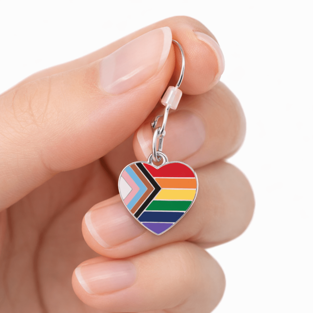 Daniel Quasar Heart Flag Hanging Earrings