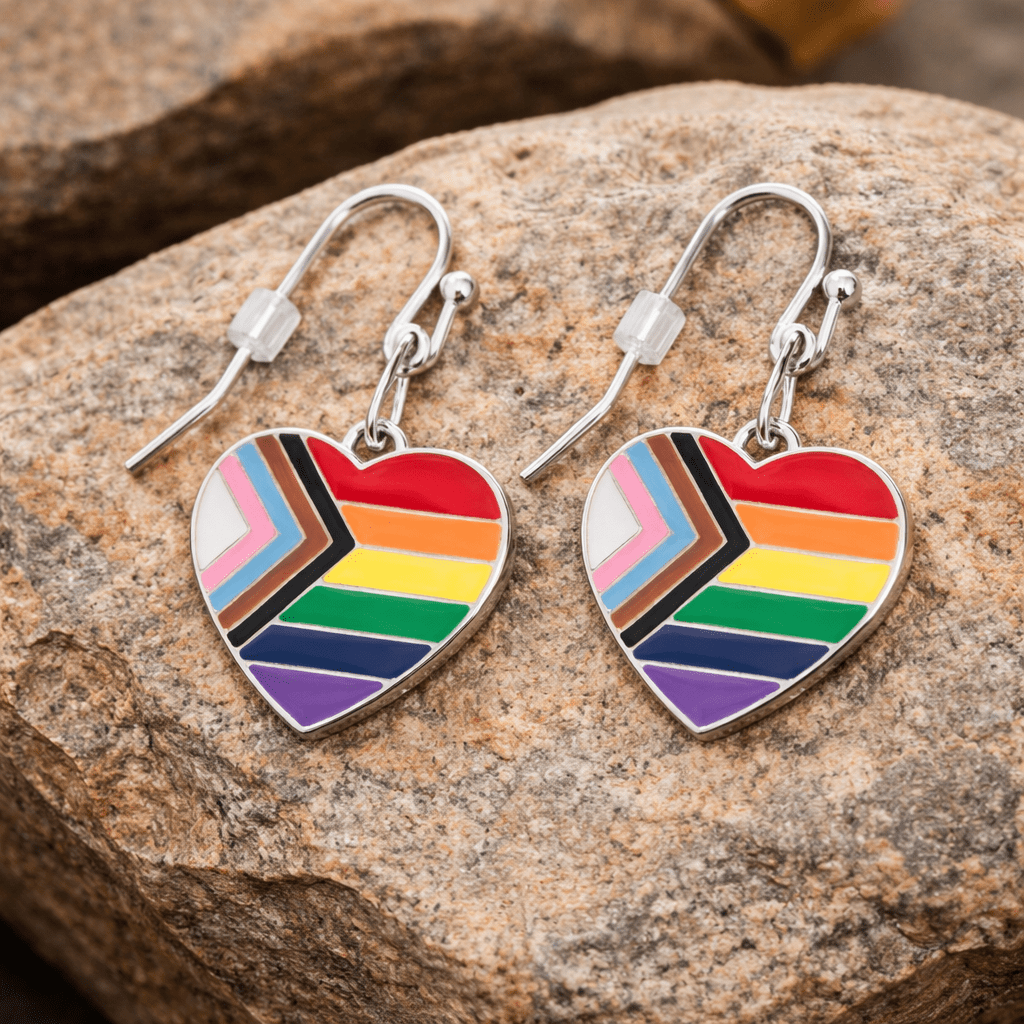 Daniel Quasar Heart Flag Hanging Earrings