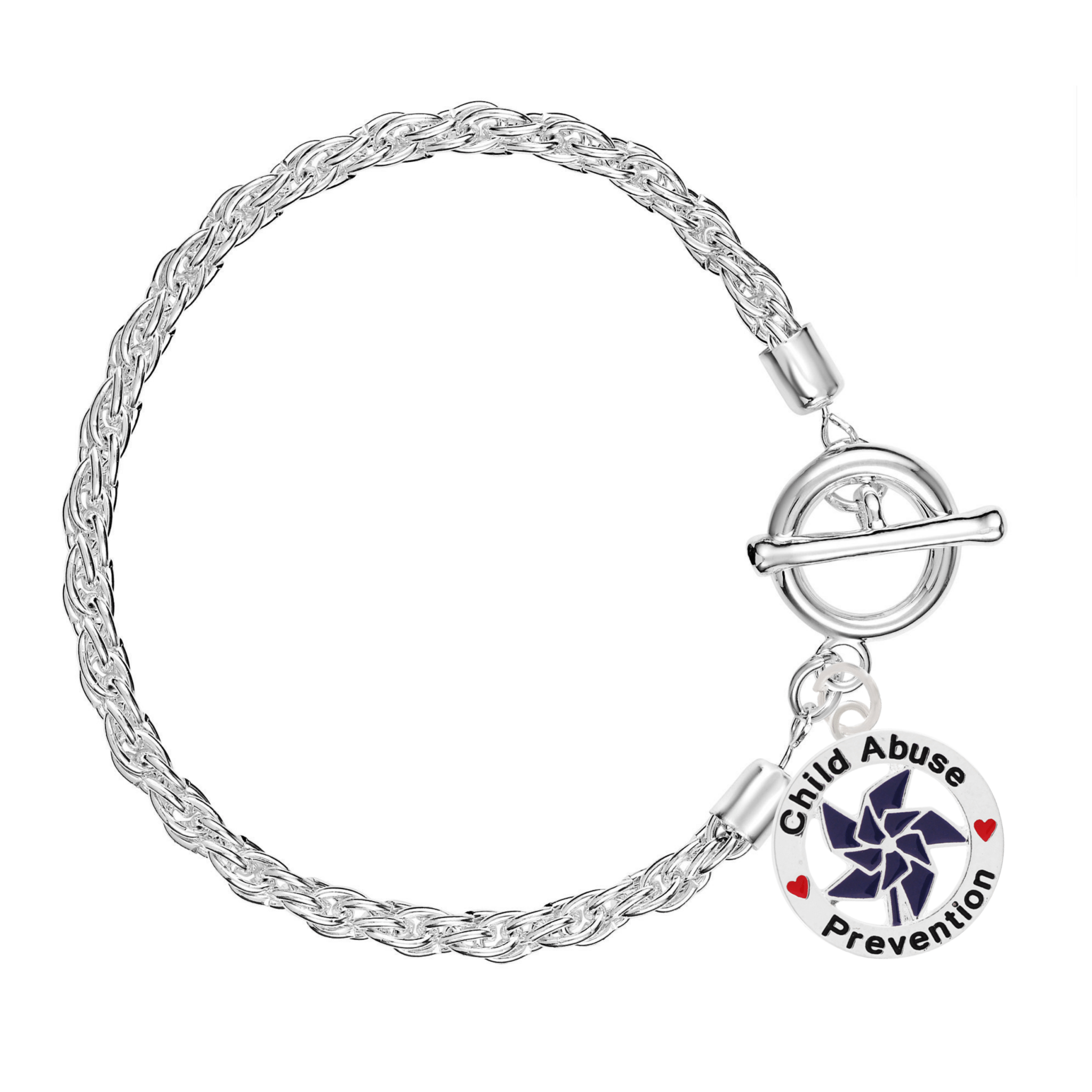 Dark Blue Pinwheel Charm Child Abuse Prevention Rope Bracelets