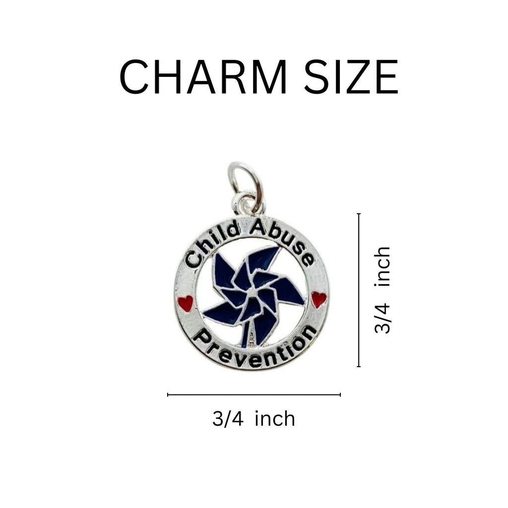 Dark Blue Pinwheel Charm Child Abuse Prevention Rope Bracelets