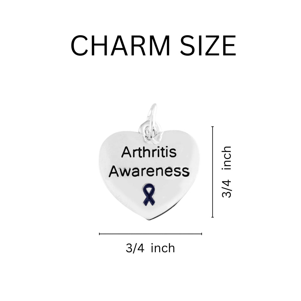 Dark Blue Ribbon Arthritis Awareness Heart Retractable Charm Bracelets