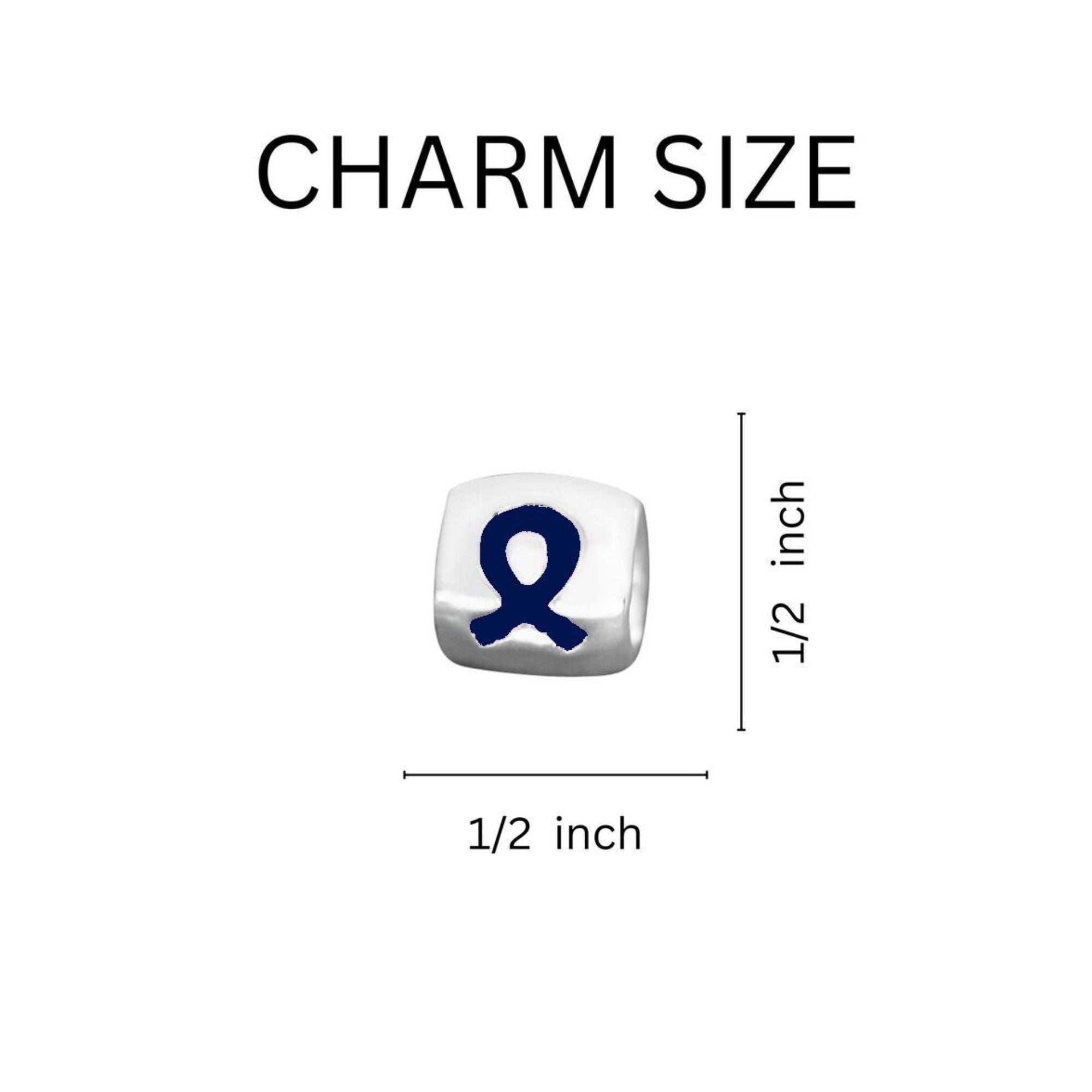 Dark Blue Ribbon Awareness Barrel Charms