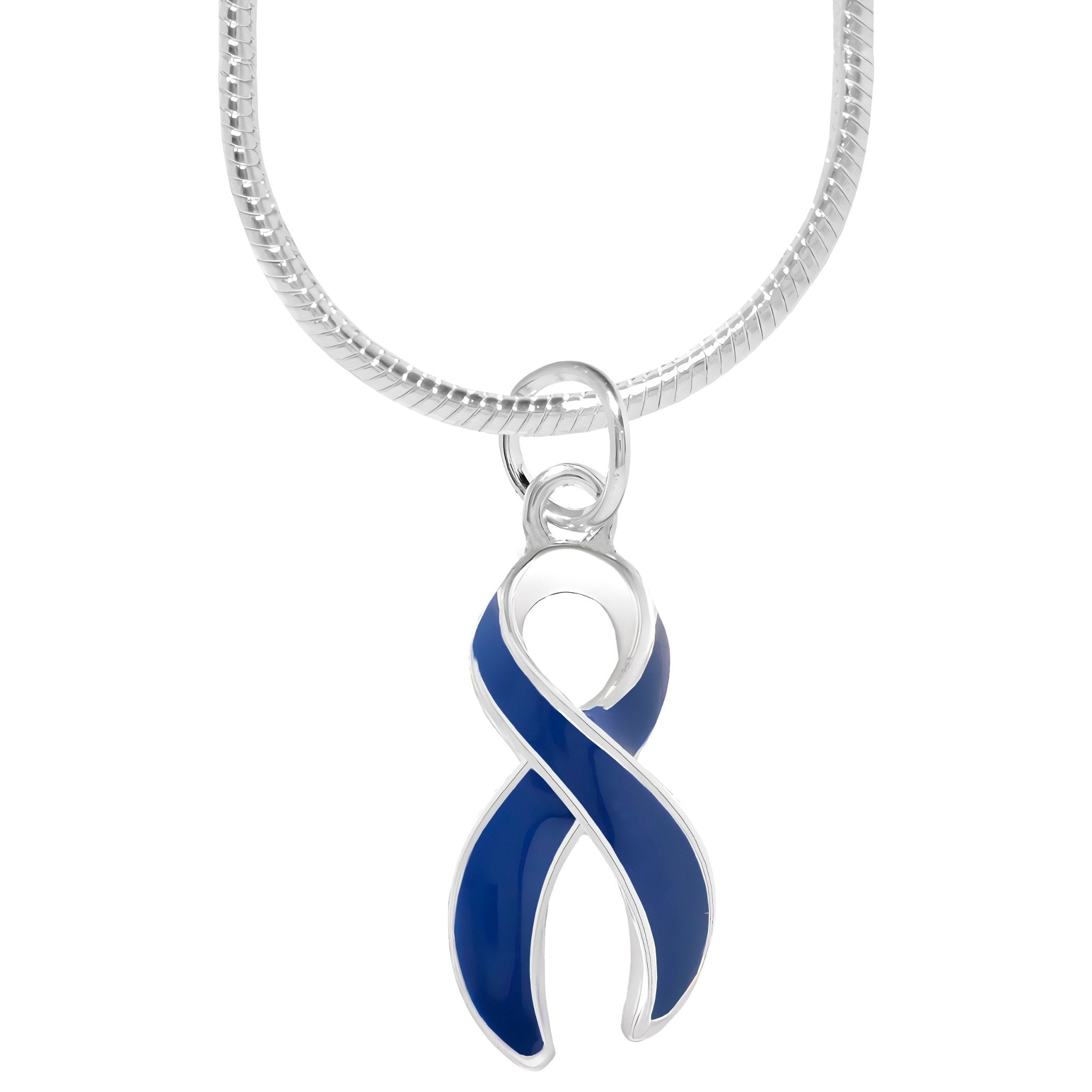Dark Blue Ribbon Awareness Necklaces