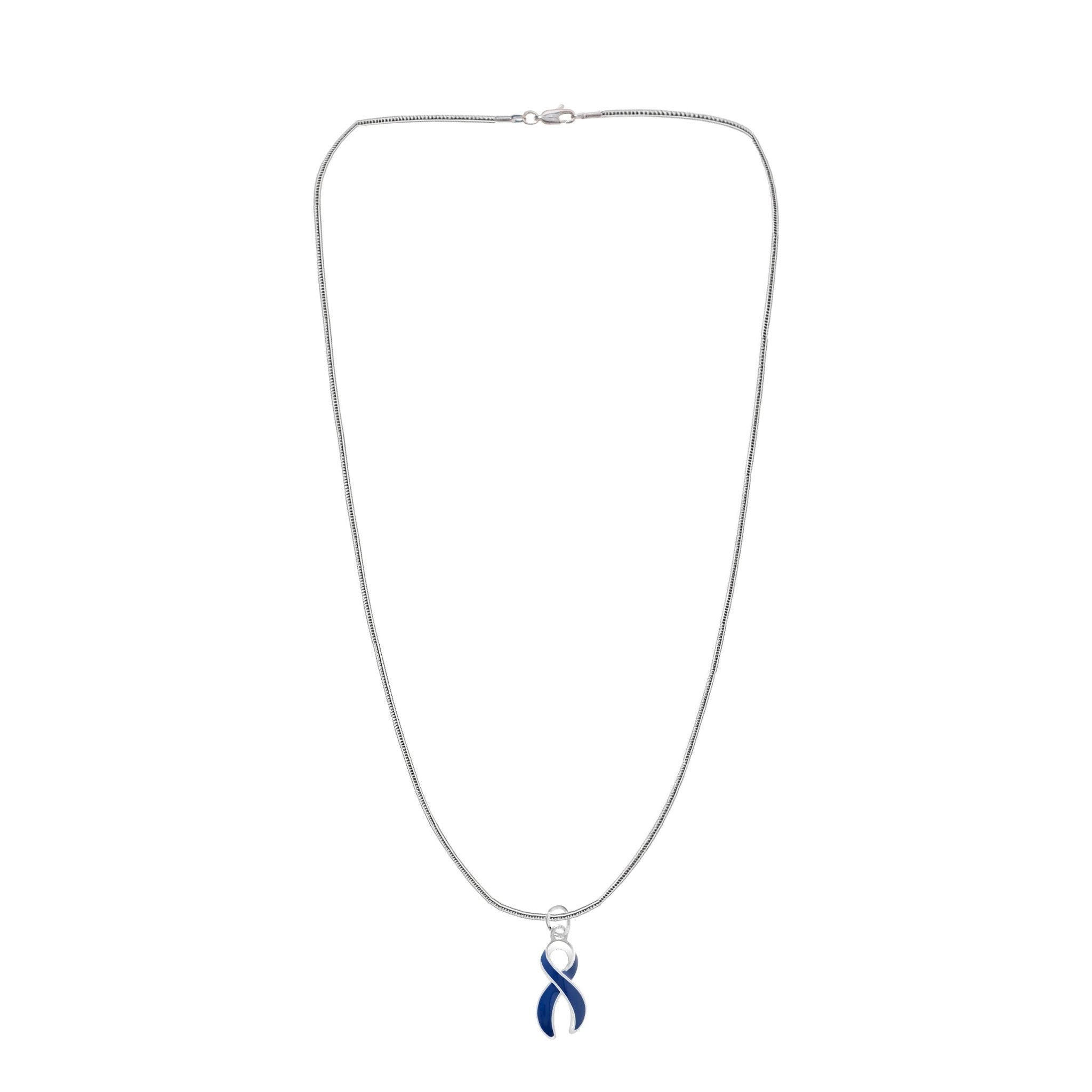 Dark Blue Ribbon Awareness Necklaces