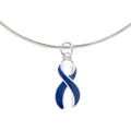 Dark Blue Ribbon Awareness Necklaces
