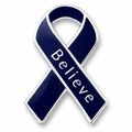 Dark Blue Ribbon Believe Pins