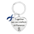 Dark Blue Ribbon Big Heart Key Chains