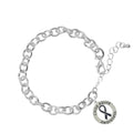 Dark Blue Ribbon Child Abuse Awareness Round Charm Chunky Bracelets