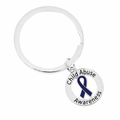 Dark Blue Ribbon Child Abuse Awareness Split Style Keychains