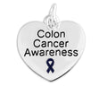 Dark Blue Ribbon Colon Cancer Awareness Heart Charms