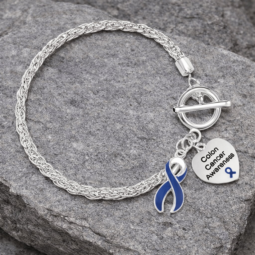 Dark Blue Ribbon Colon Cancer Awareness Rope Bracelets