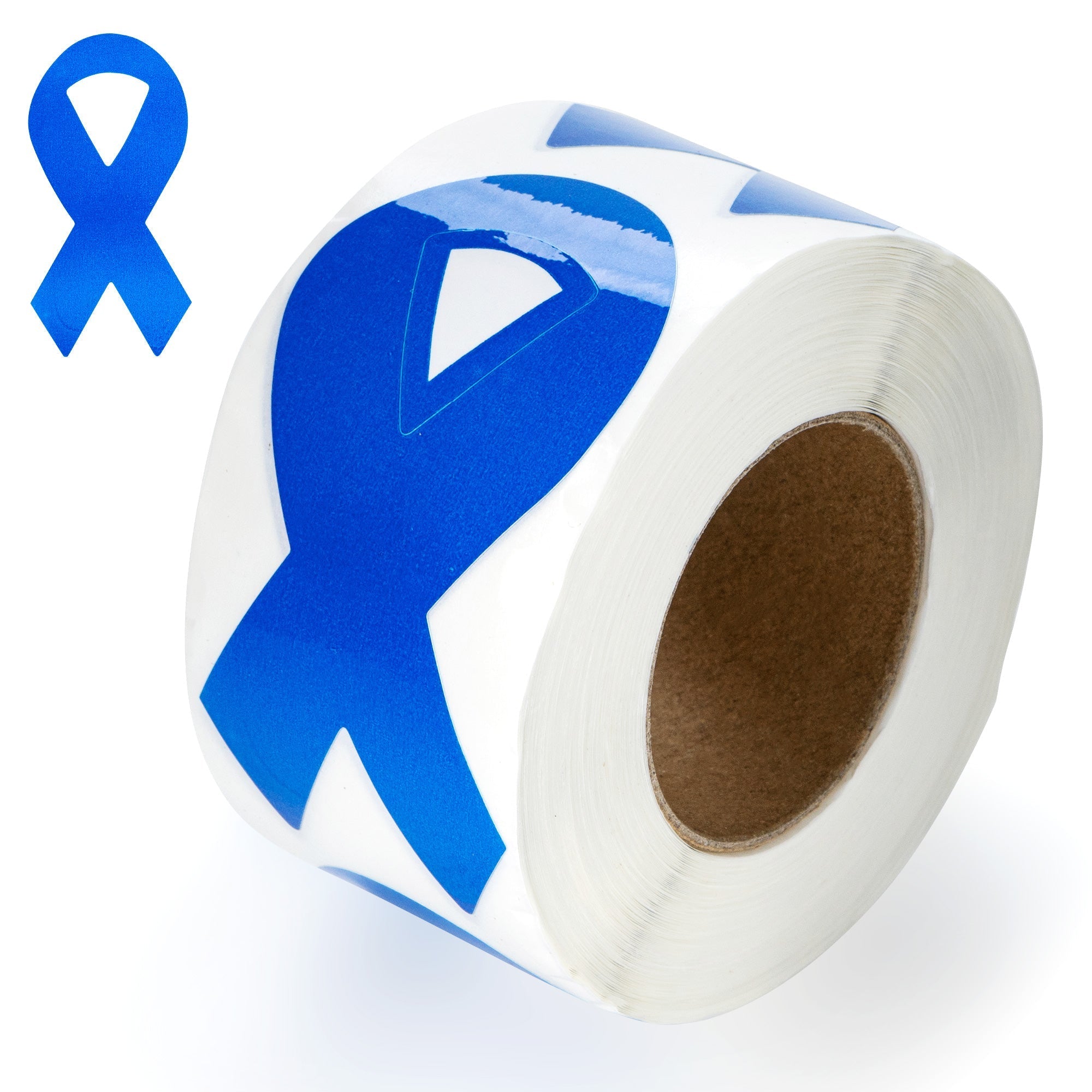 Dark Blue Ribbon Stickers - Large (250 per Roll)