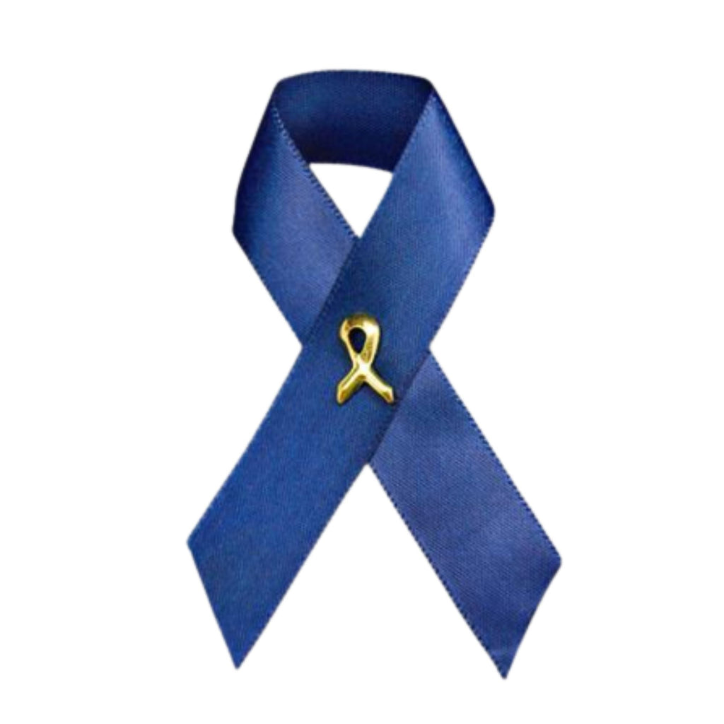 Dark Blue Satin Ribbon Awareness Pins