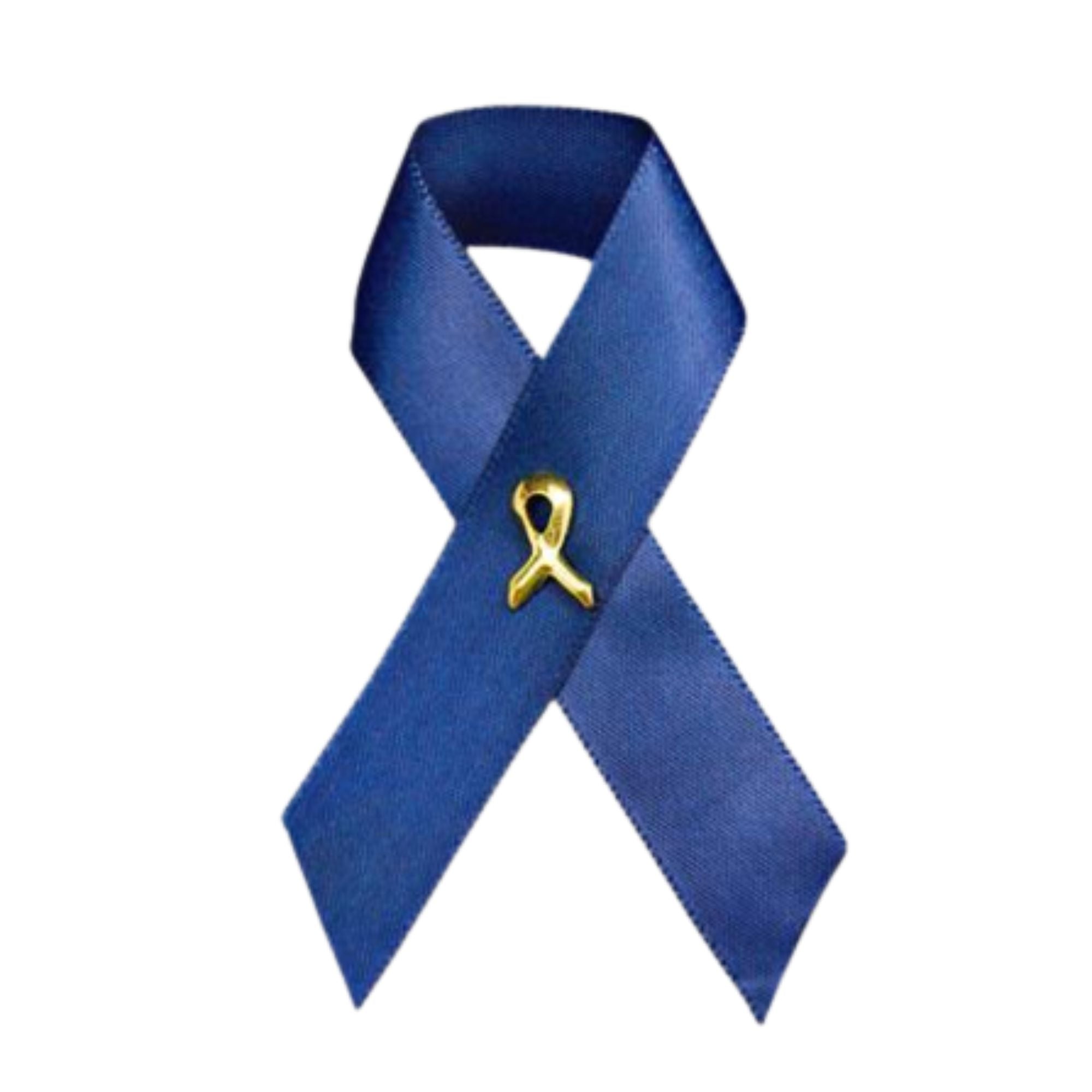 Dark Blue Satin Ribbon Awareness Pins