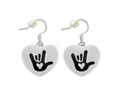Deaf Awareness I Love You Sign Language Symbol Heart Charm Earrings