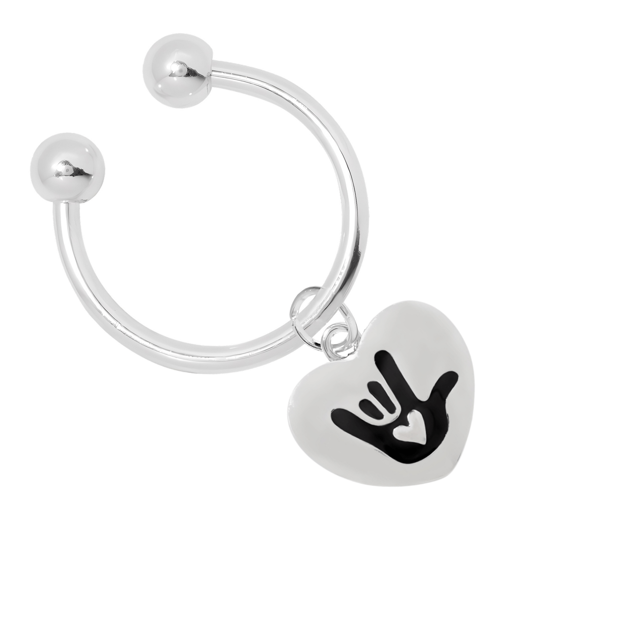 Deaf Awareness I Love You Sign Language Symbol Heart Key Chains