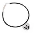 Deaf I Love You Sign Heart Charm Black Cord Bracelets