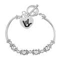 Deaf Symbol for I Love You Hand Sign Partial Beaded Bracelets
