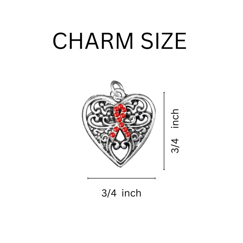 Decorative Heart Red Ribbon Key Chains