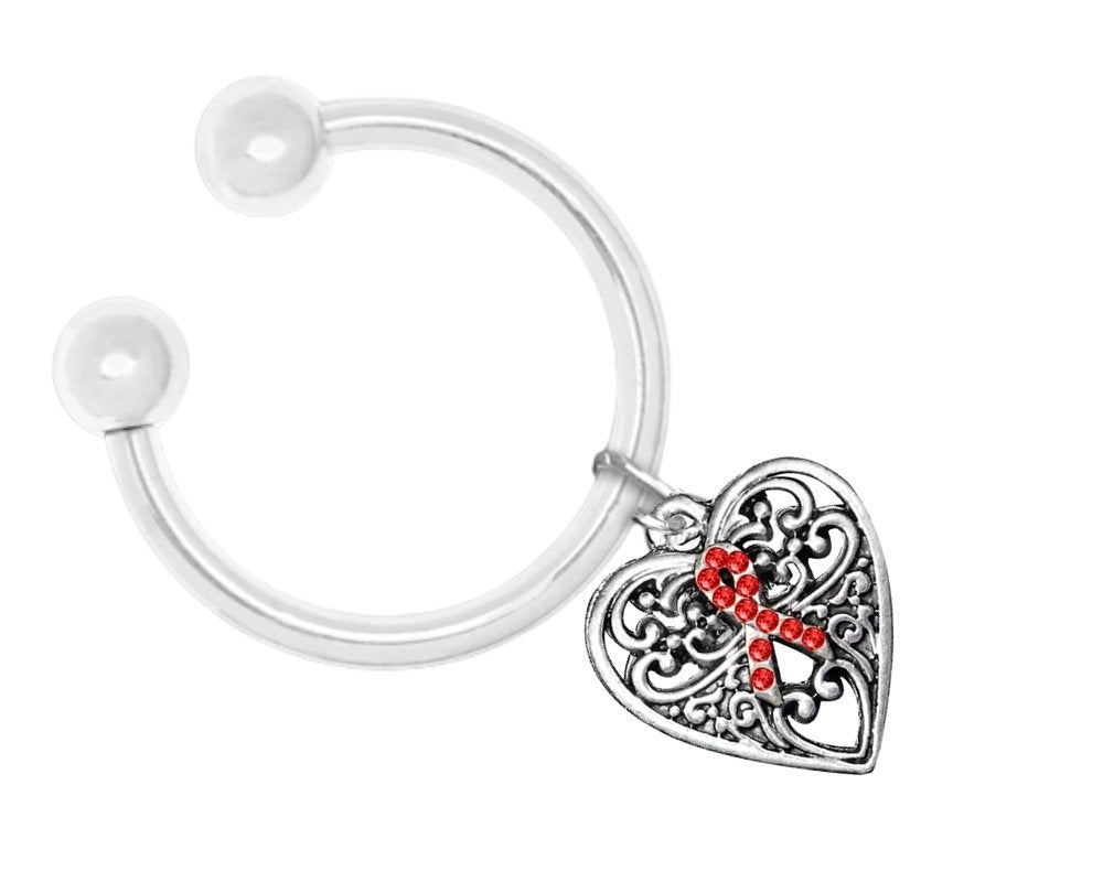 Decorative Heart Red Ribbon Key Chains