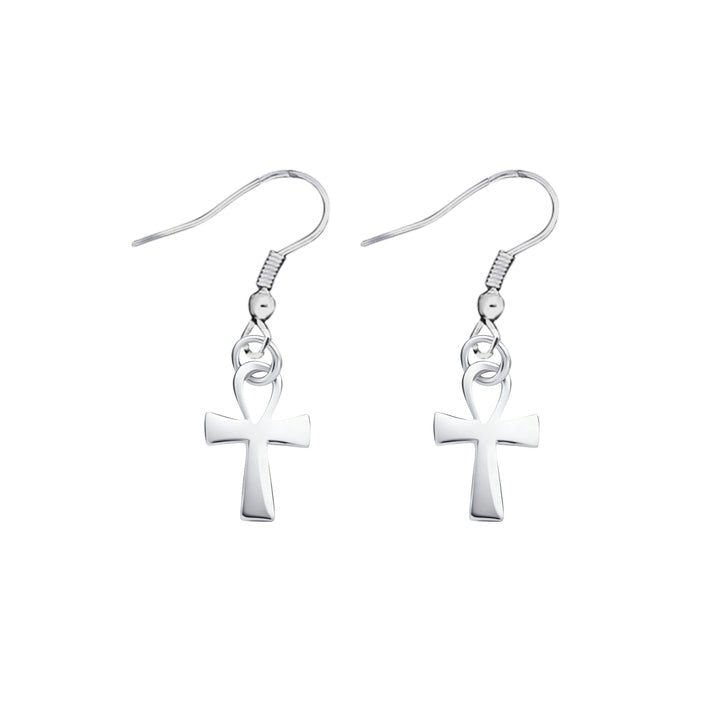 Decorative Silver Cross Earrings