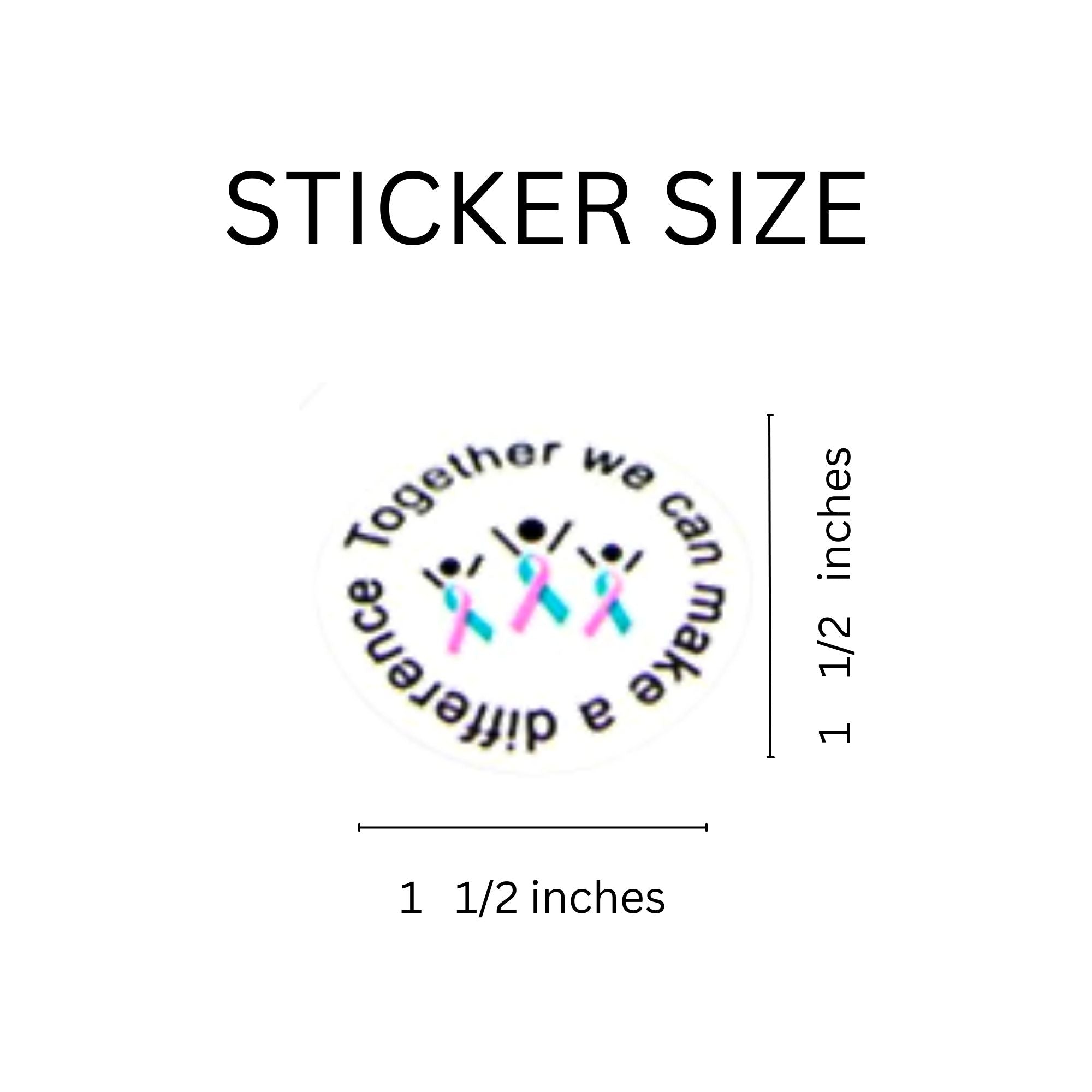 Difference Pink & Teal Ribbon Stickers (500 Stickers)