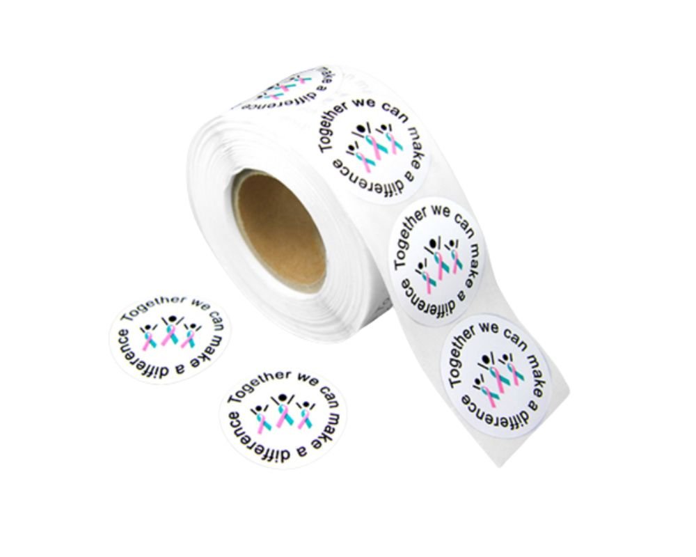 Difference Pink & Teal Ribbon Stickers (500 Stickers)