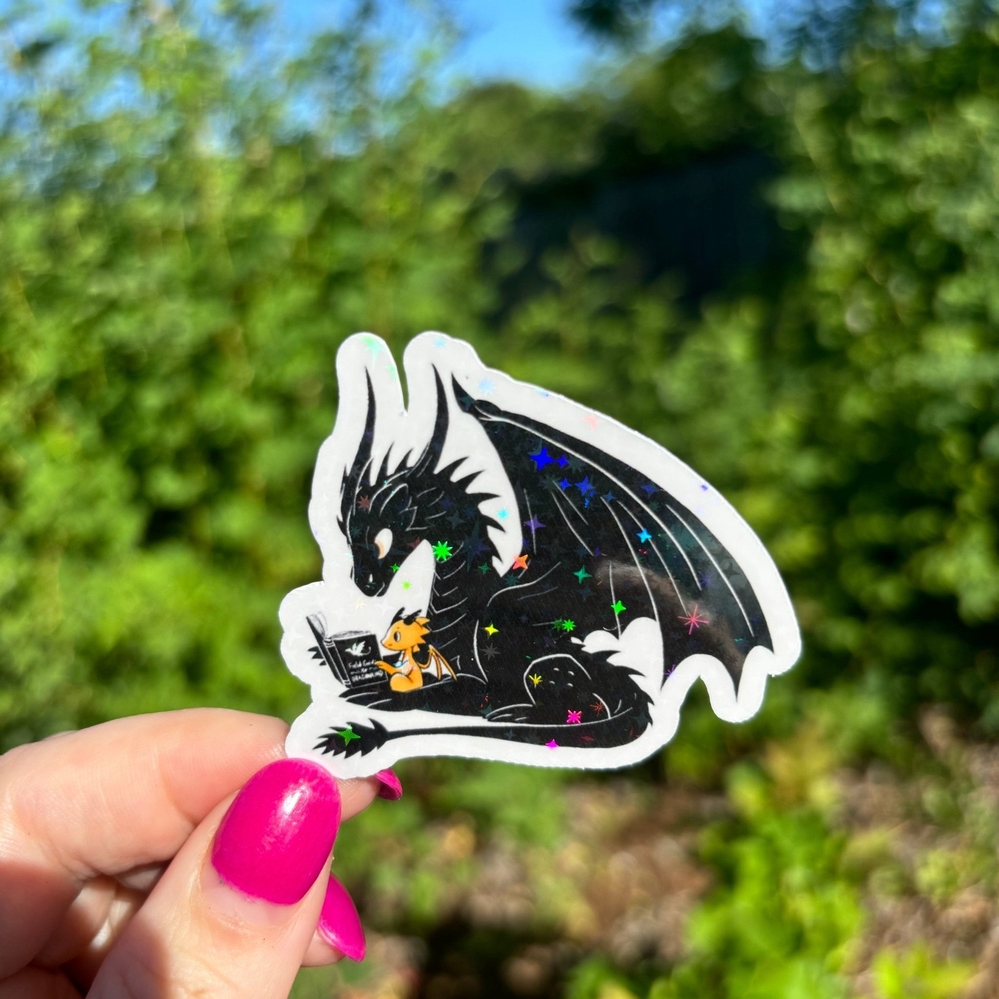 Dragons Reading Field Guide to Dragon Kind Sparkle Sticker
