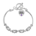 Epilepsy Awareness Purple Ribbon Partial Beaded Bracelets