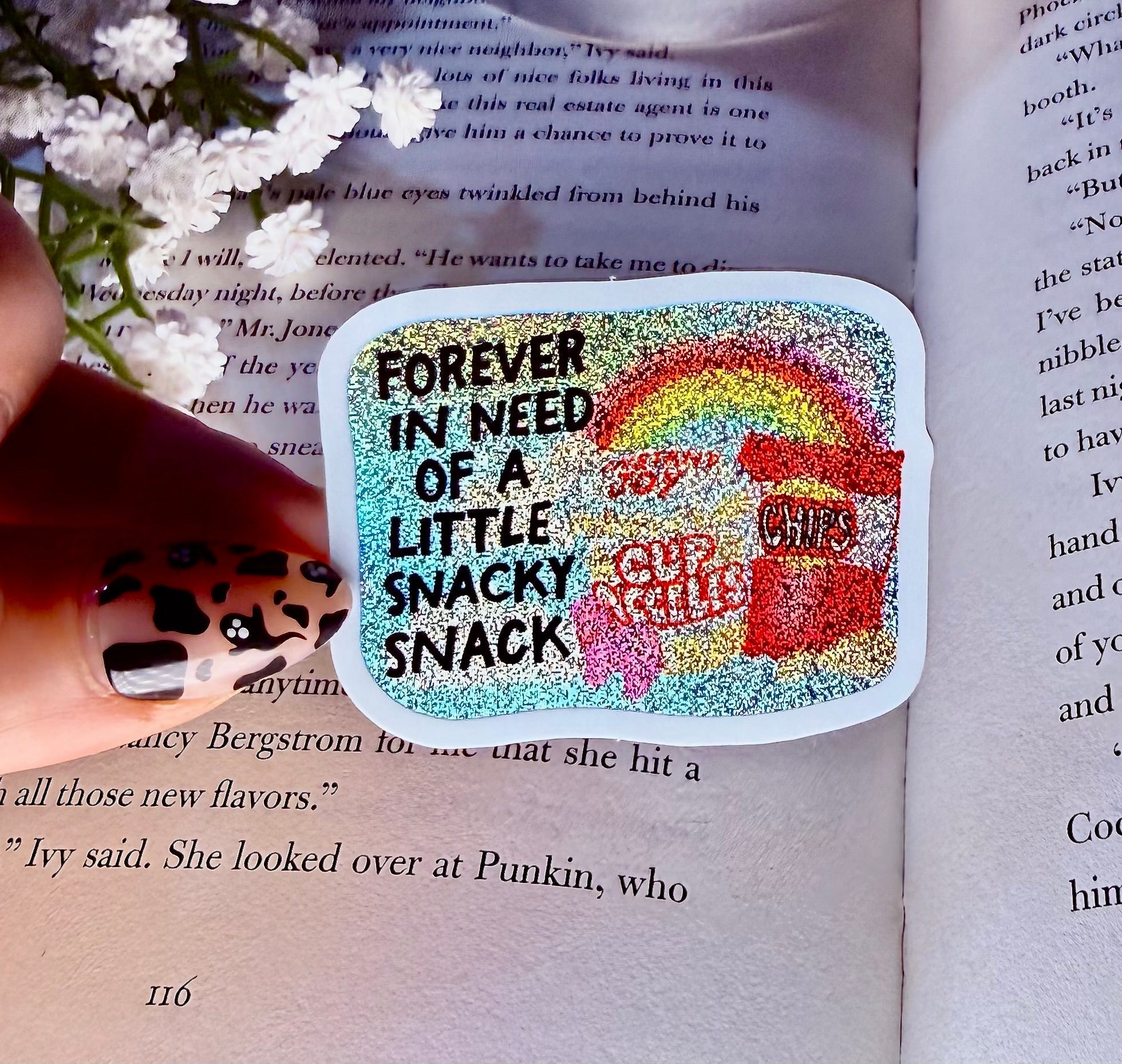 Forever in Need of a Little Snacky Snack Crushed Glitter Sticker