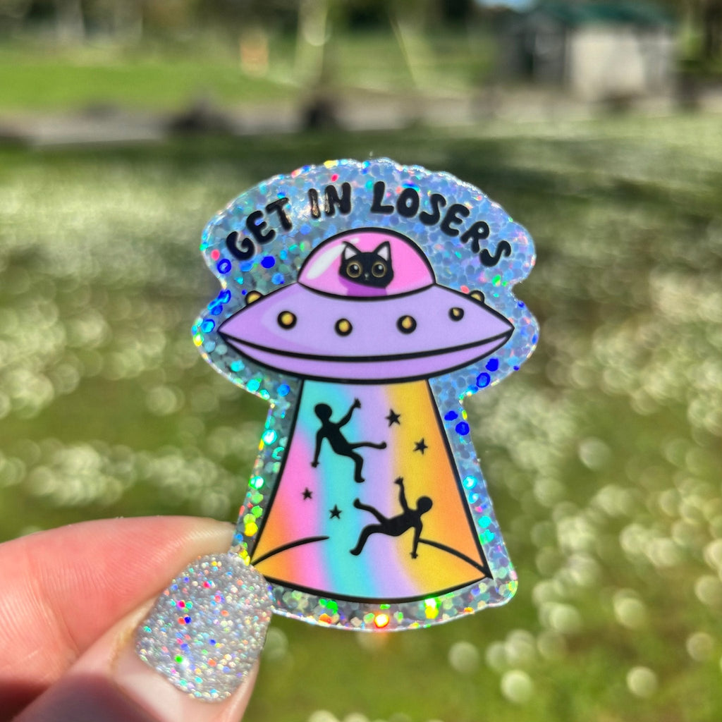 Get in Loser Cat UFO Sticker