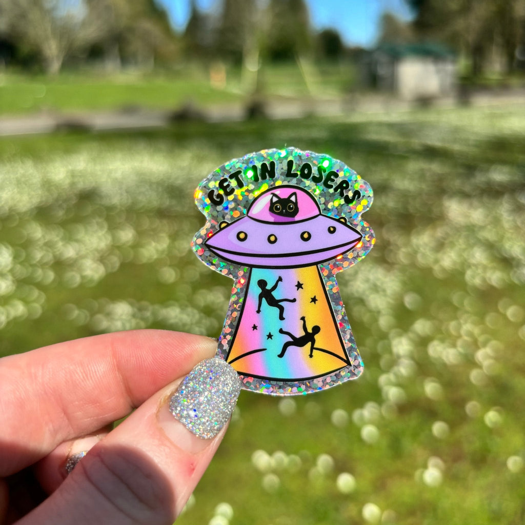 Get in Loser Cat UFO Sticker