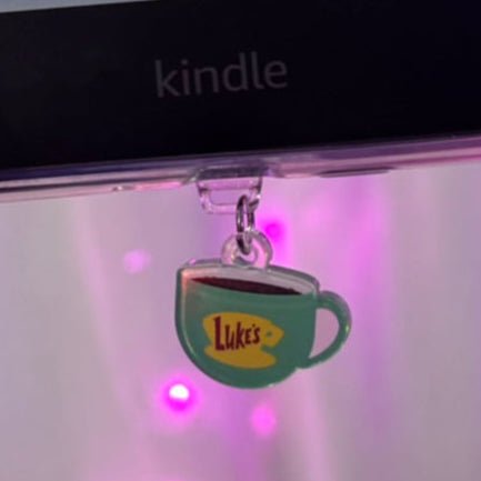 Coffee USB-C Dust Plug, Cup Charm, Hook Clasp, Holographic Finish