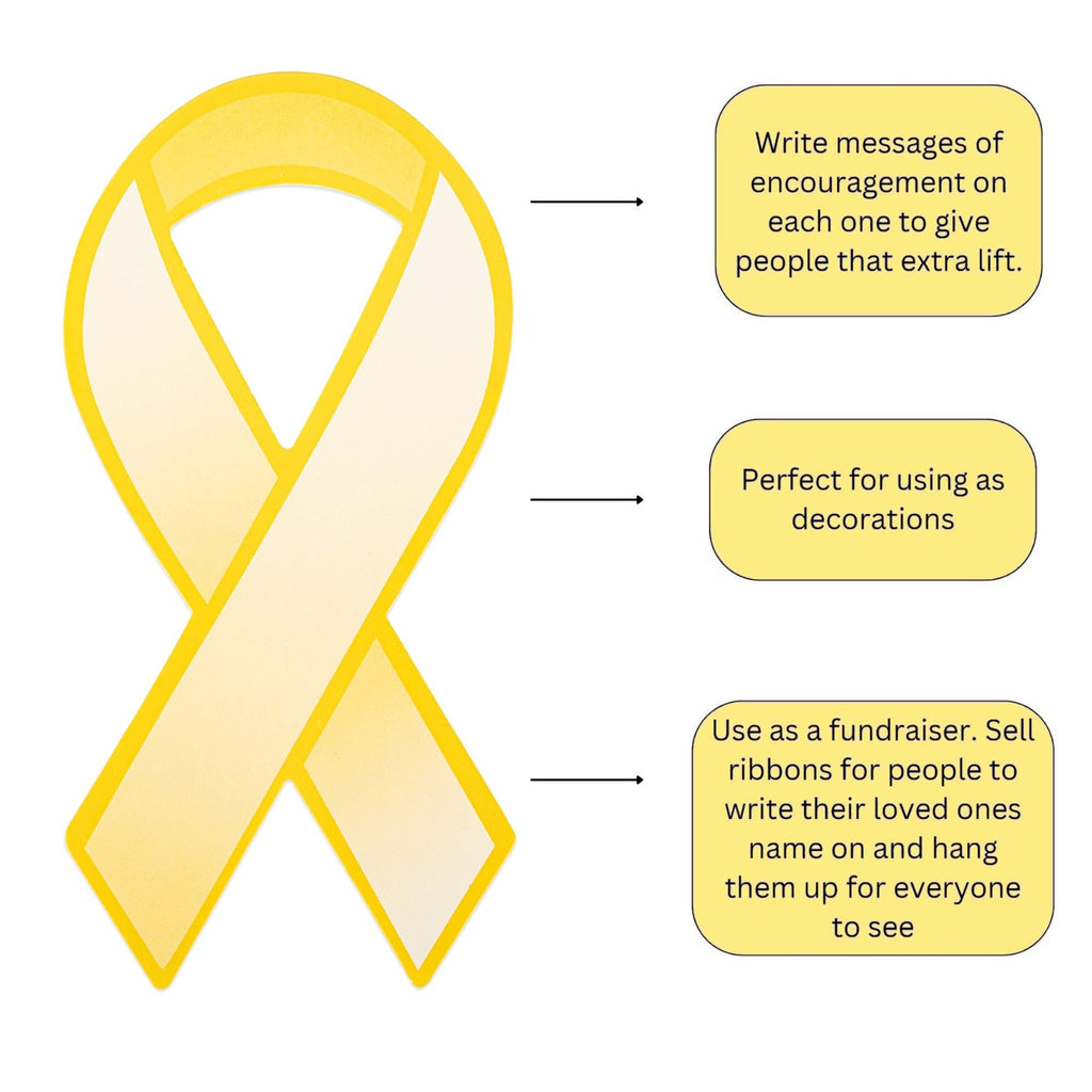 Gold Ribbon Paper Donation Ribbons (50/Pack)