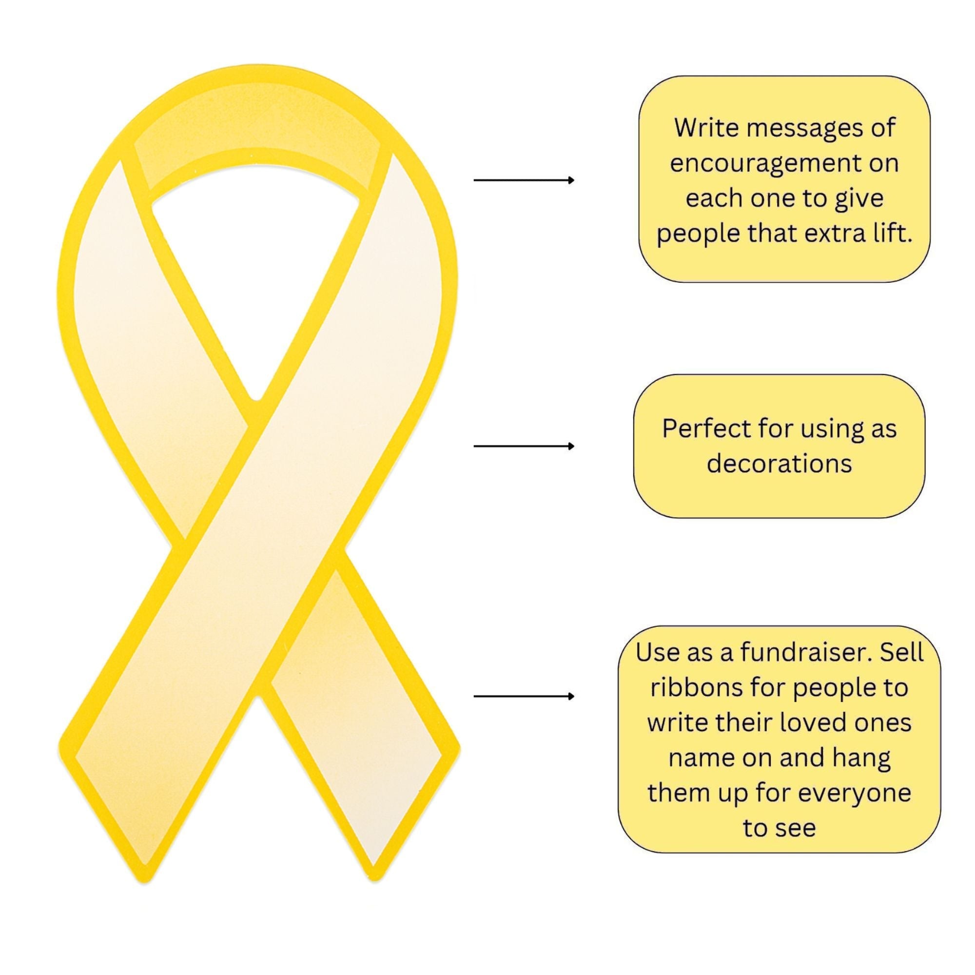 Gold Ribbon Paper Donation Ribbons (50/Pack)