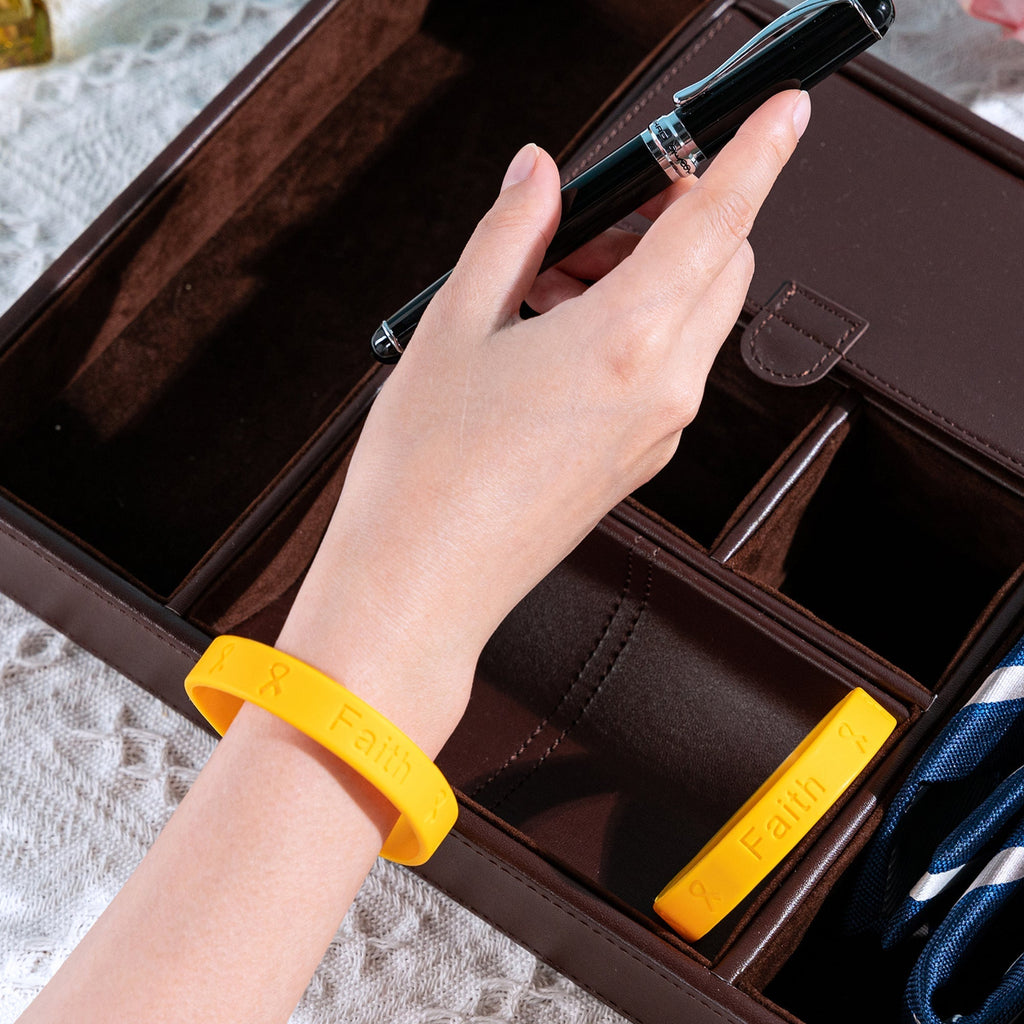 Gold Childhood Cancer Silicone Bracelet Wristbands