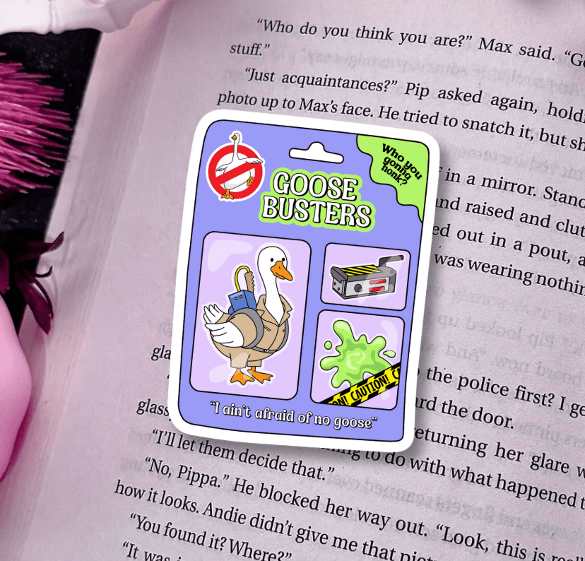 Goose Busters Matte Vinyl Sticker – Durable Waterproof Bookish Decal