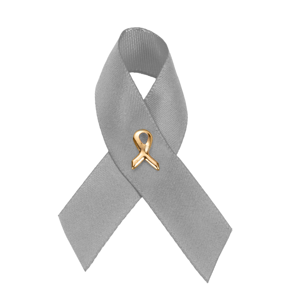 Gray Satin Ribbon Awareness Pins