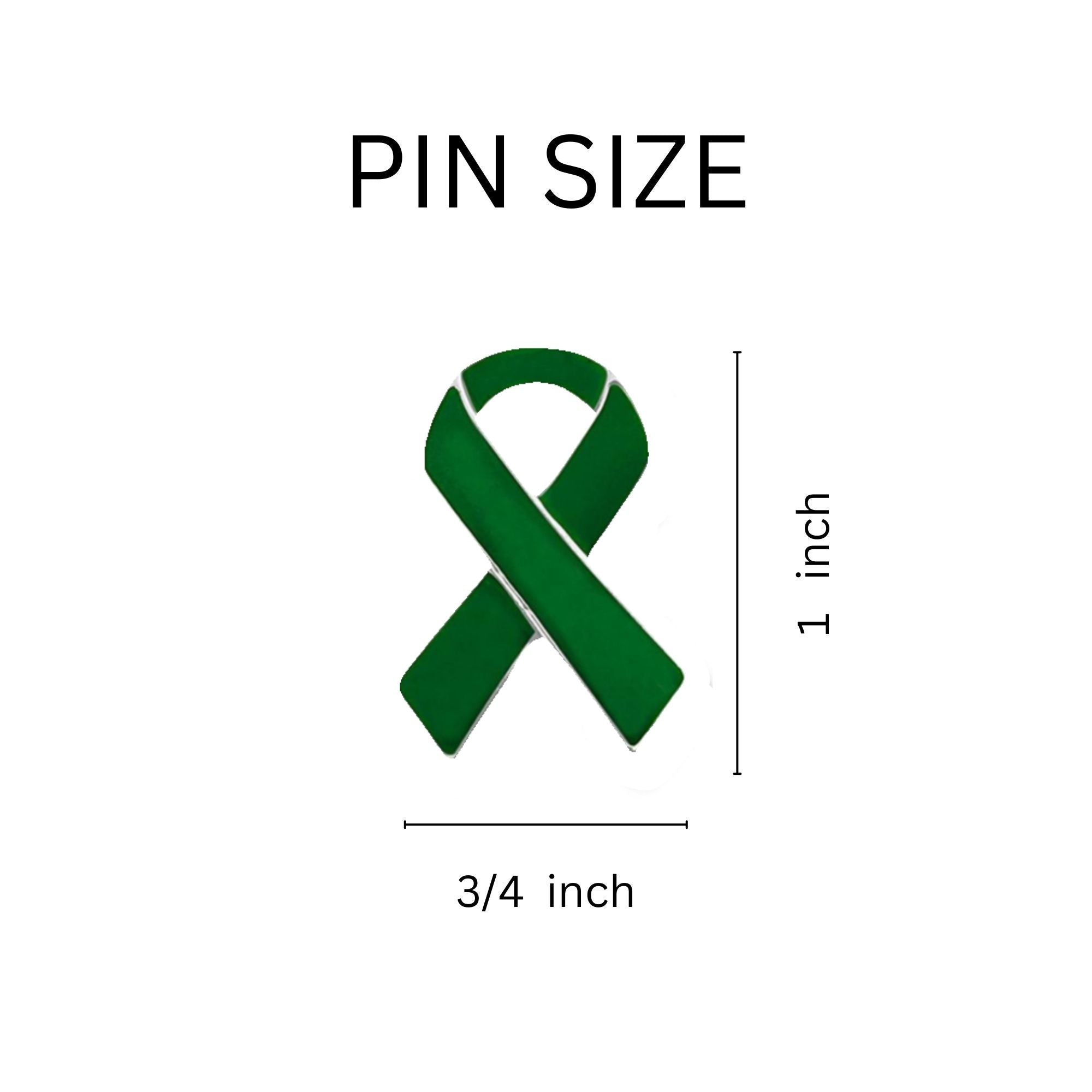 10 Pack Green Ribbon Awareness Pins