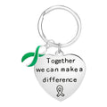 Green Ribbon Big Heart Key Chains