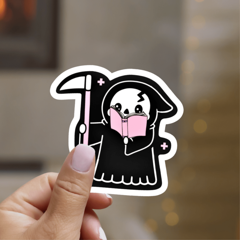Grim Reader Clear Sticker