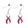 Hanging Burgundy Ribbon Awareness Earrings