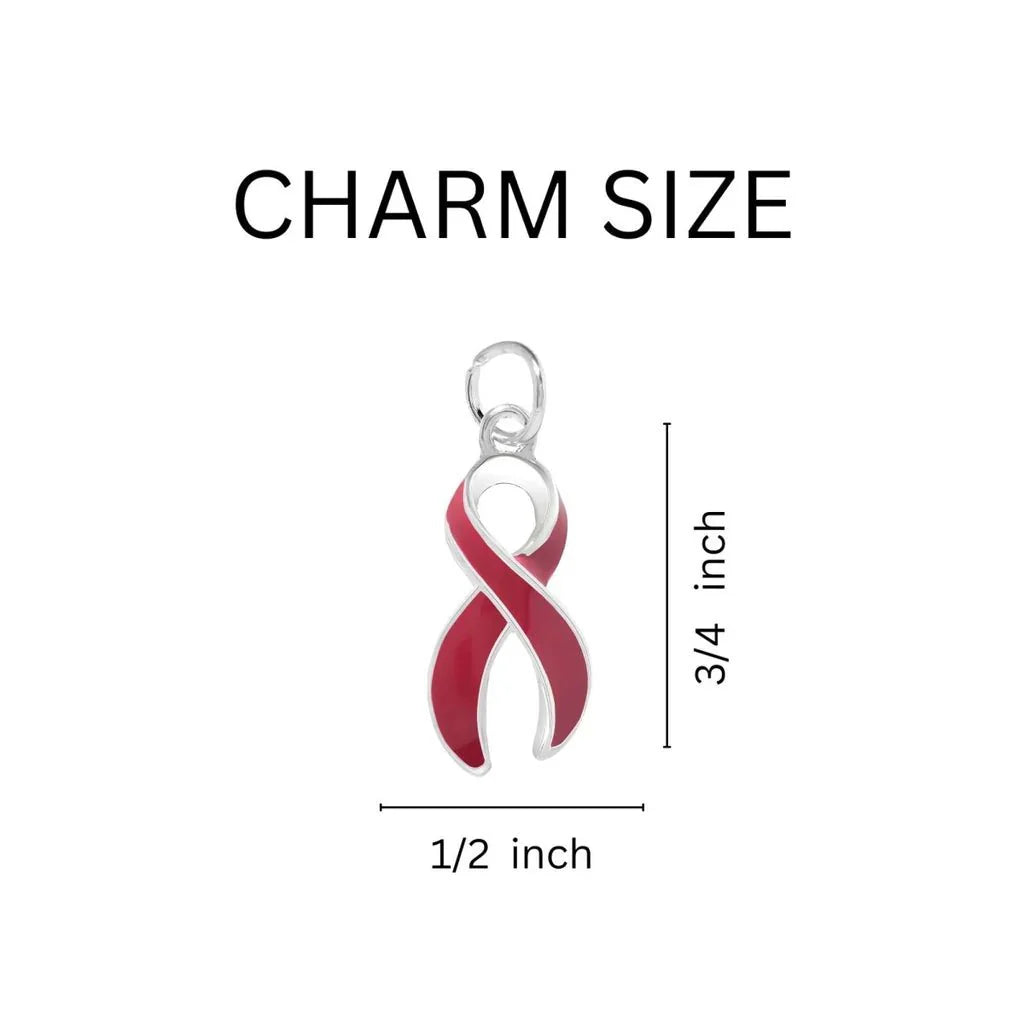 Large Burgundy Ribbon Awareness Necklace