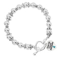 Heart Ovarian Cancer Awareness Charm Silver Beaded Bracelets