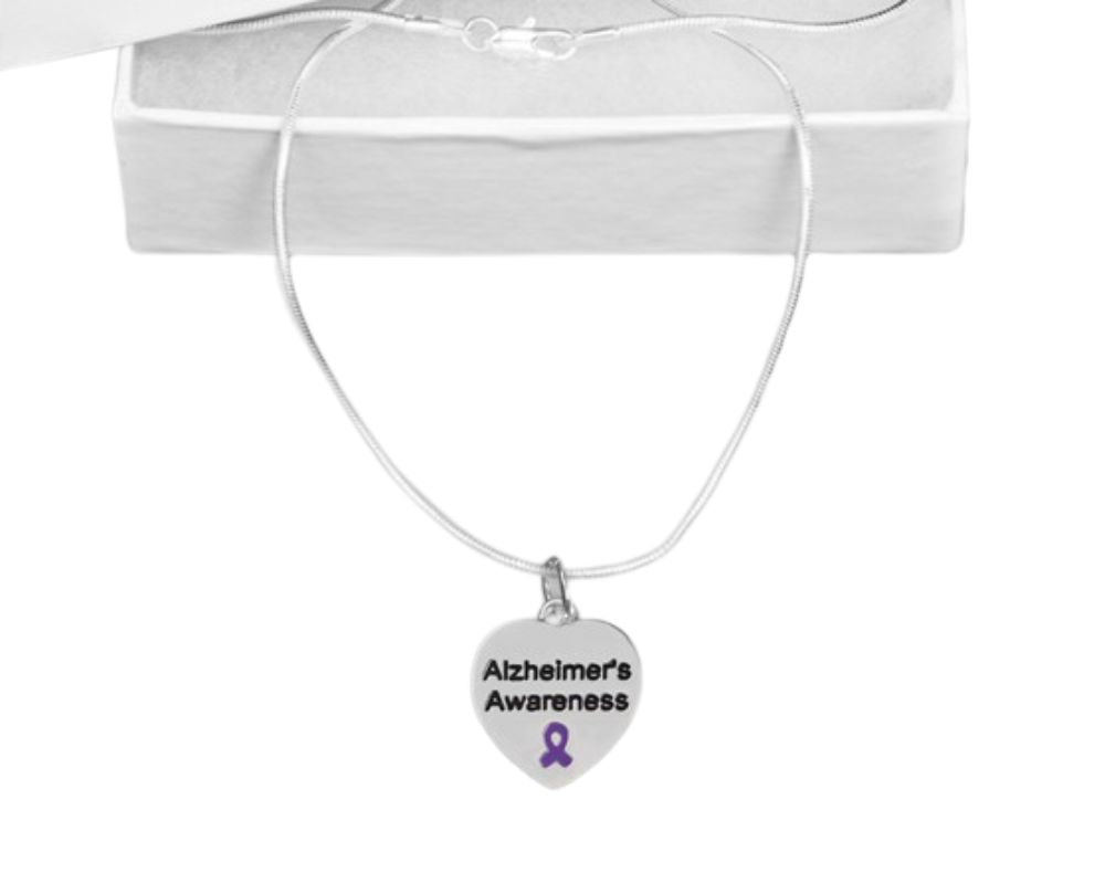 Heart Shaped  Alzheimer's Awareness  Necklaces