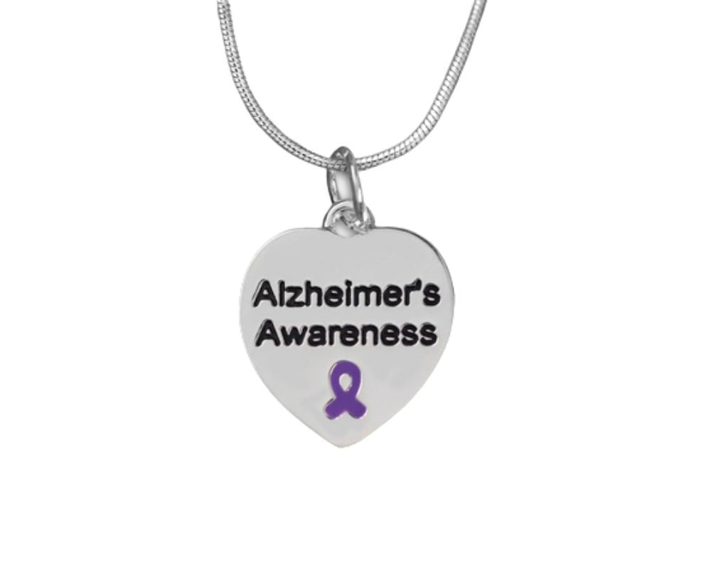 Heart Shaped  Alzheimer's Awareness  Necklaces