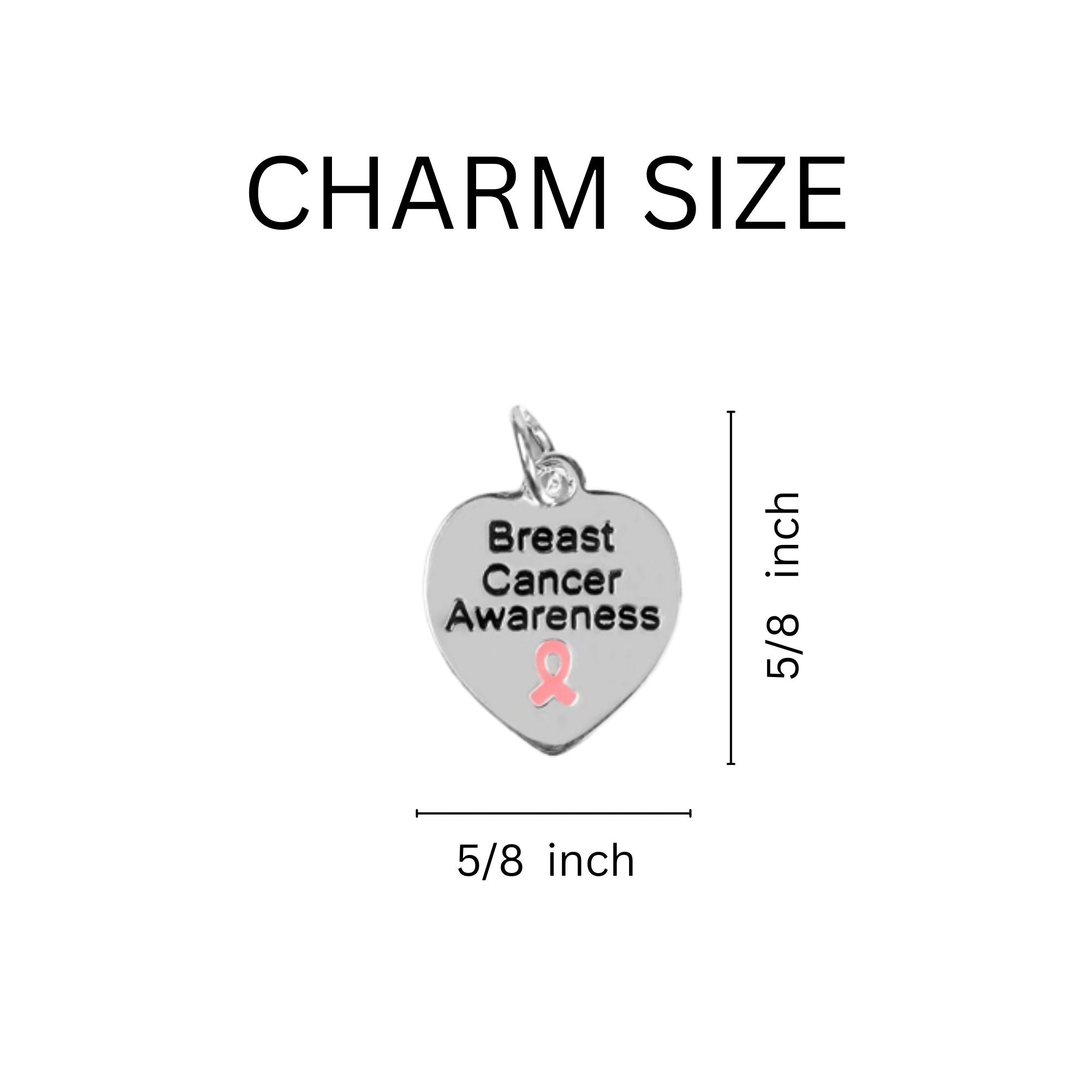Heart Shaped Breast Cancer Awareness Charms